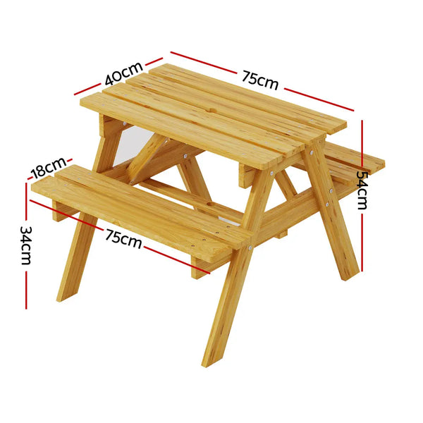 Keezi Kids Outdoor Table and Chairs Picnic Bench Seat Children Wooden Indoor Deals499