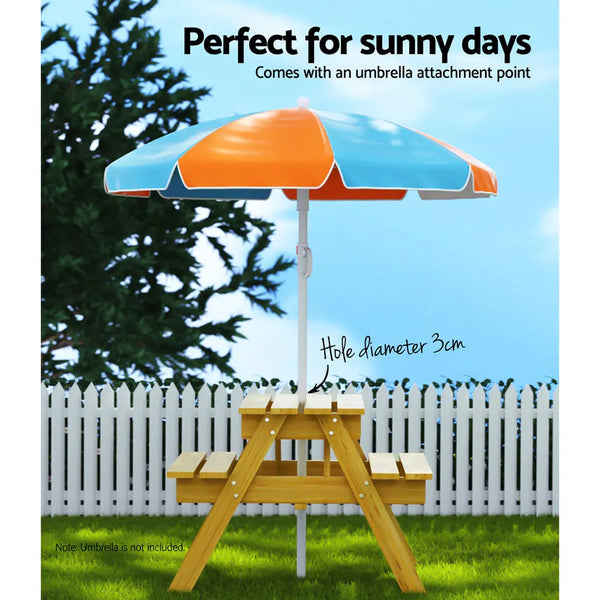 Keezi Kids Outdoor Table and Chairs Picnic Bench Seat Children Wooden Indoor Deals499