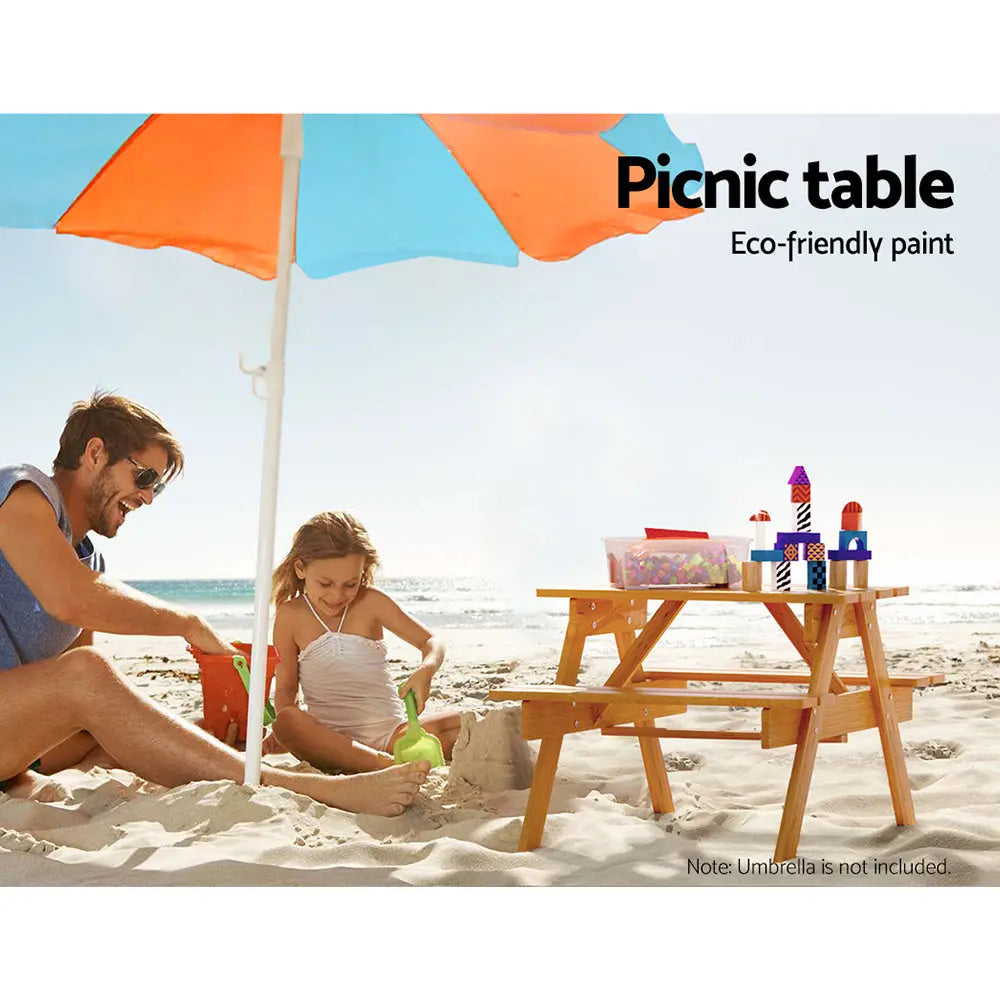 Keezi Kids Outdoor Table and Chairs Picnic Bench Seat Children Wooden Indoor Deals499