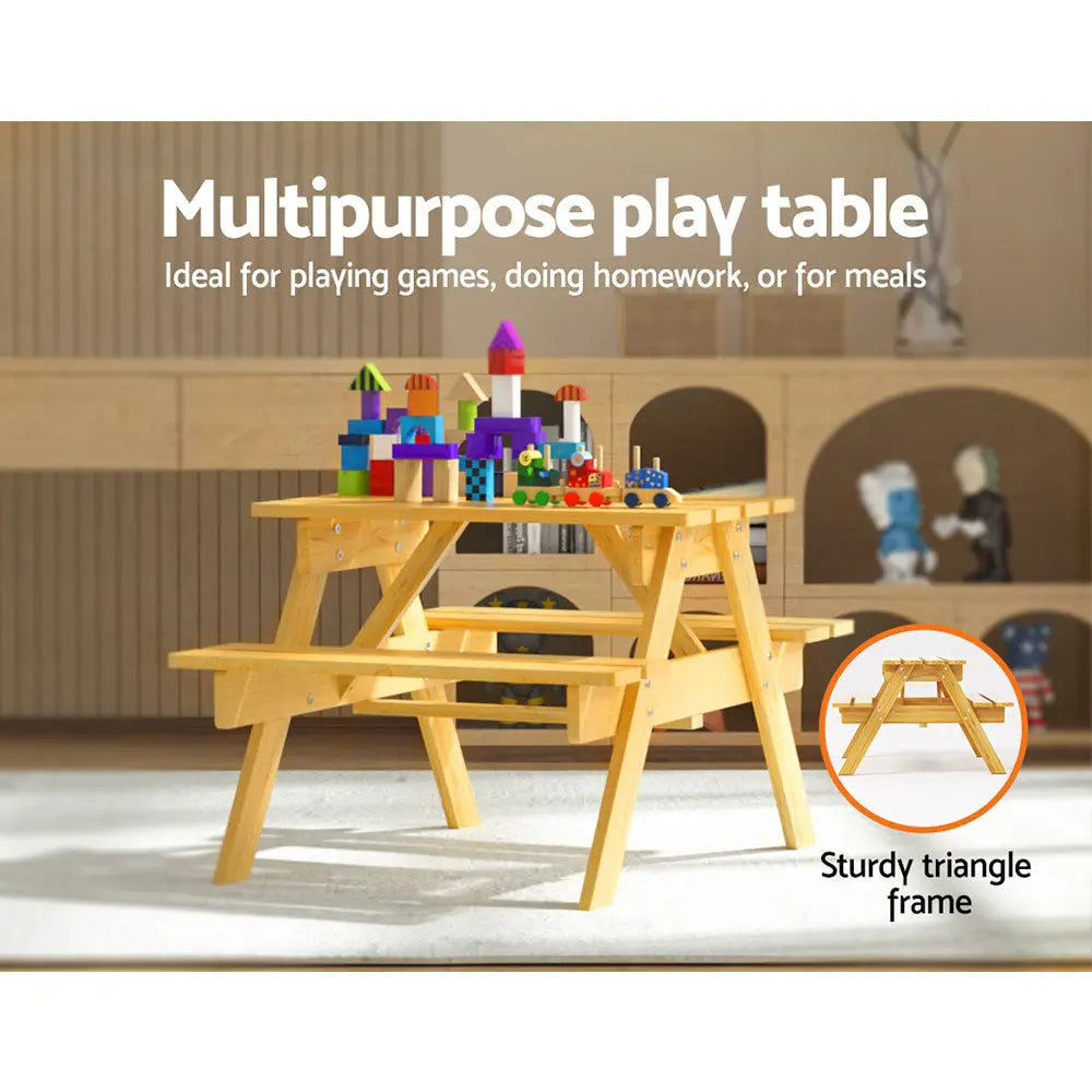 Keezi Kids Outdoor Table and Chairs Picnic Bench Seat Children Wooden Indoor Deals499