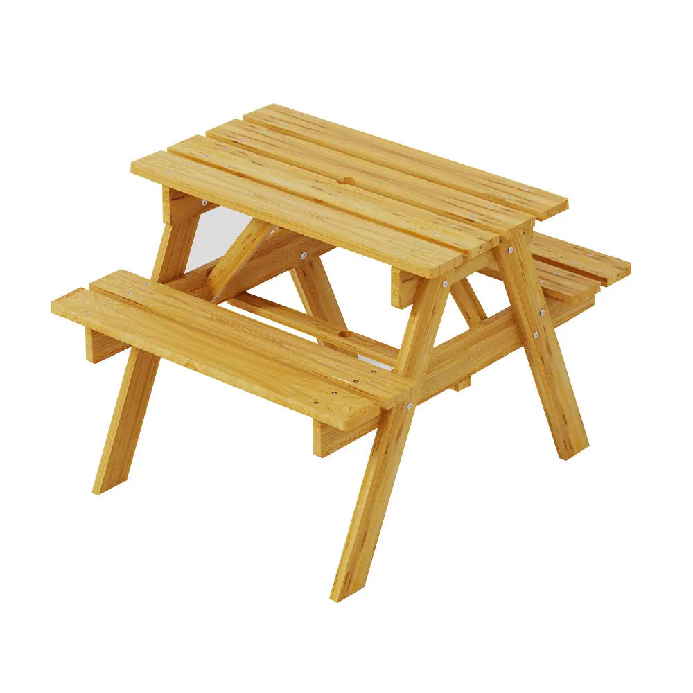 Keezi Kids Outdoor Table and Chairs Picnic Bench Seat Umbrella Children Wooden Deals499