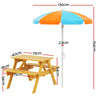 Keezi Kids Outdoor Table and Chairs Picnic Bench Seat Umbrella Children Wooden Deals499