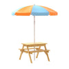 Keezi Kids Outdoor Table and Chairs Picnic Bench Set Umbrella Water Sand Pit Box Deals499