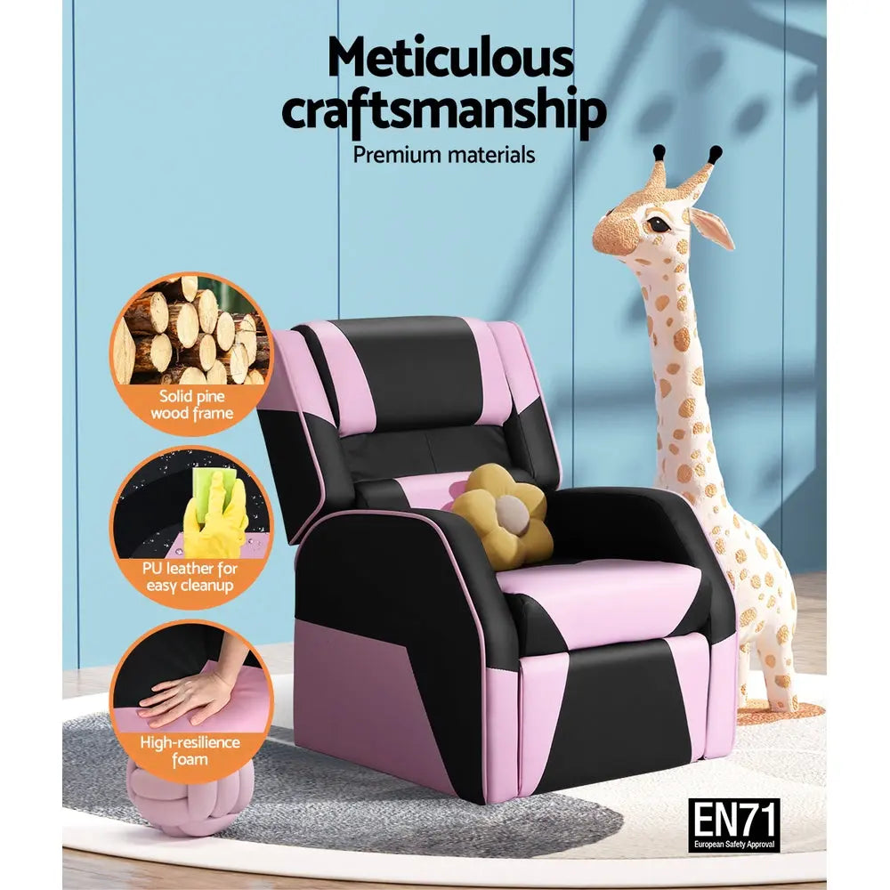 Keezi Kids Recliner Chair Gaming Lounge Sofa Couch PU Leather Children Armchair Deals499
