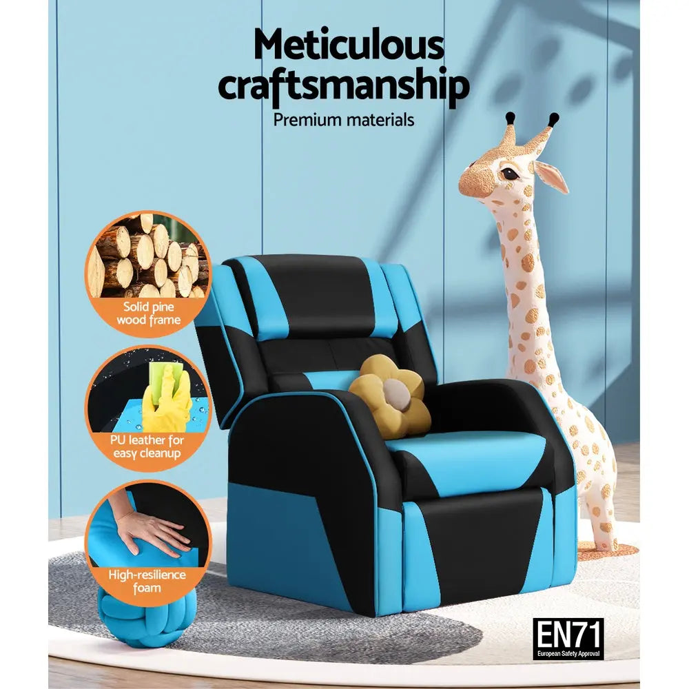 Keezi Kids Recliner Chair PU Leather Gaming Sofa Lounge Couch Children Armchair Deals499
