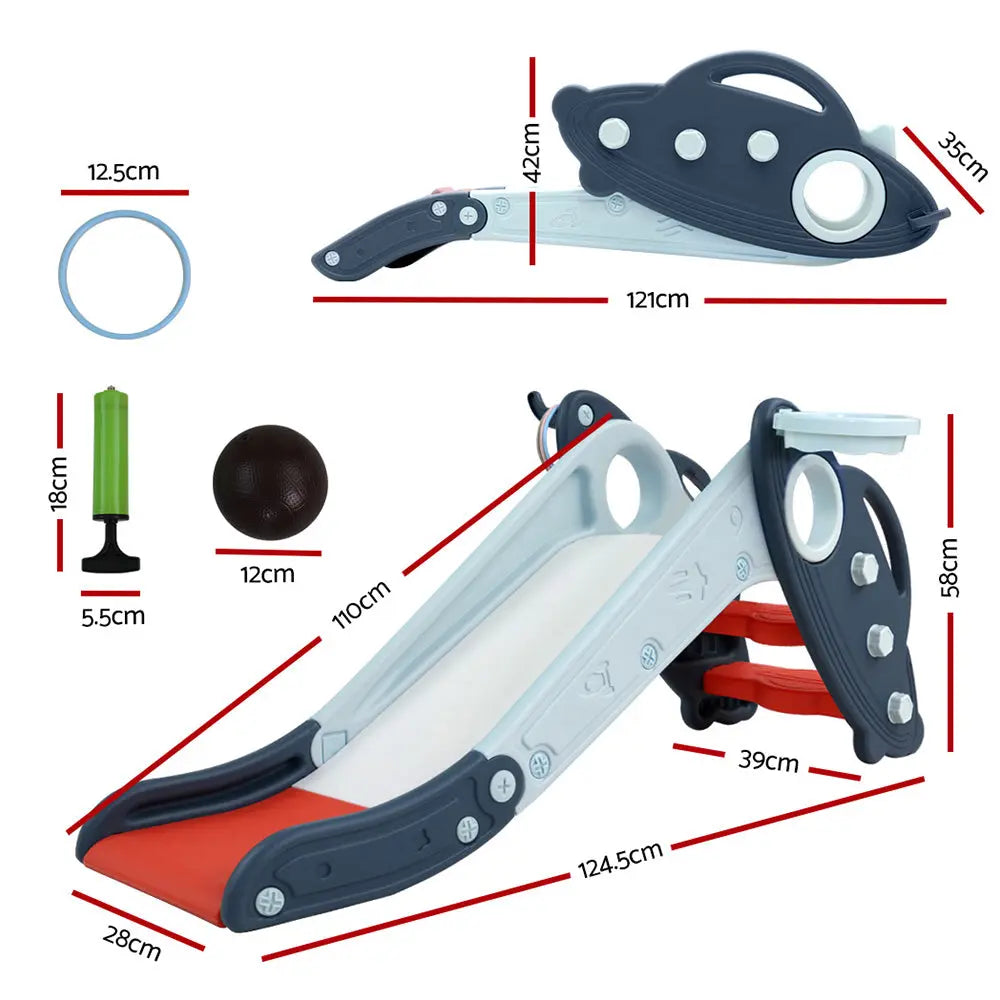 Keezi Kids Slide Set Outdoor Playground Basketball Hoop Ring Toddler Play Activity Indoor Deals499