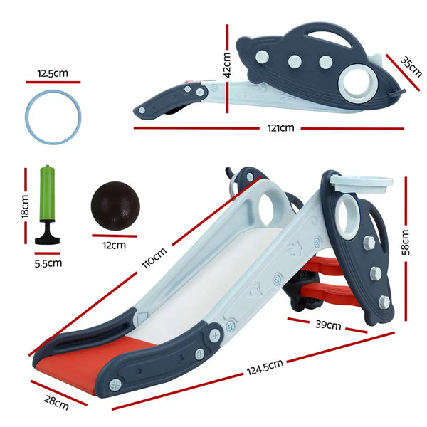 Keezi Kids Slide Set Outdoor Playground Basketball Hoop Ring Toddler Play Activity Indoor Deals499