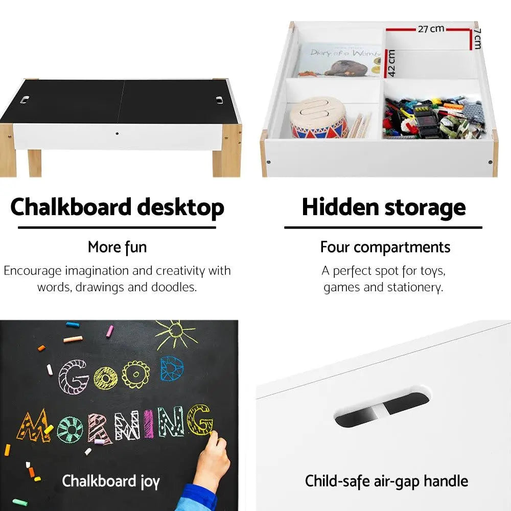 Keezi Kids Table and Chair Set Activity Chalkboard Toys Storage Desk Drawing Deals499