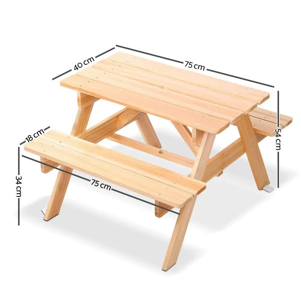 Keezi Kids Wooden Picnic Table Set with Umbrella Deals499