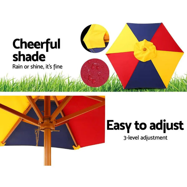 Keezi Kids Wooden Picnic Table Set with Umbrella Deals499