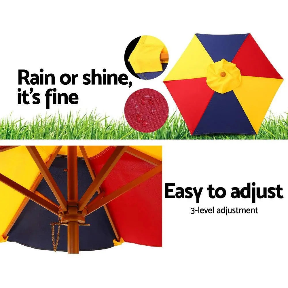 Keezi Kids Wooden Picnic Table Set with Umbrella Deals499