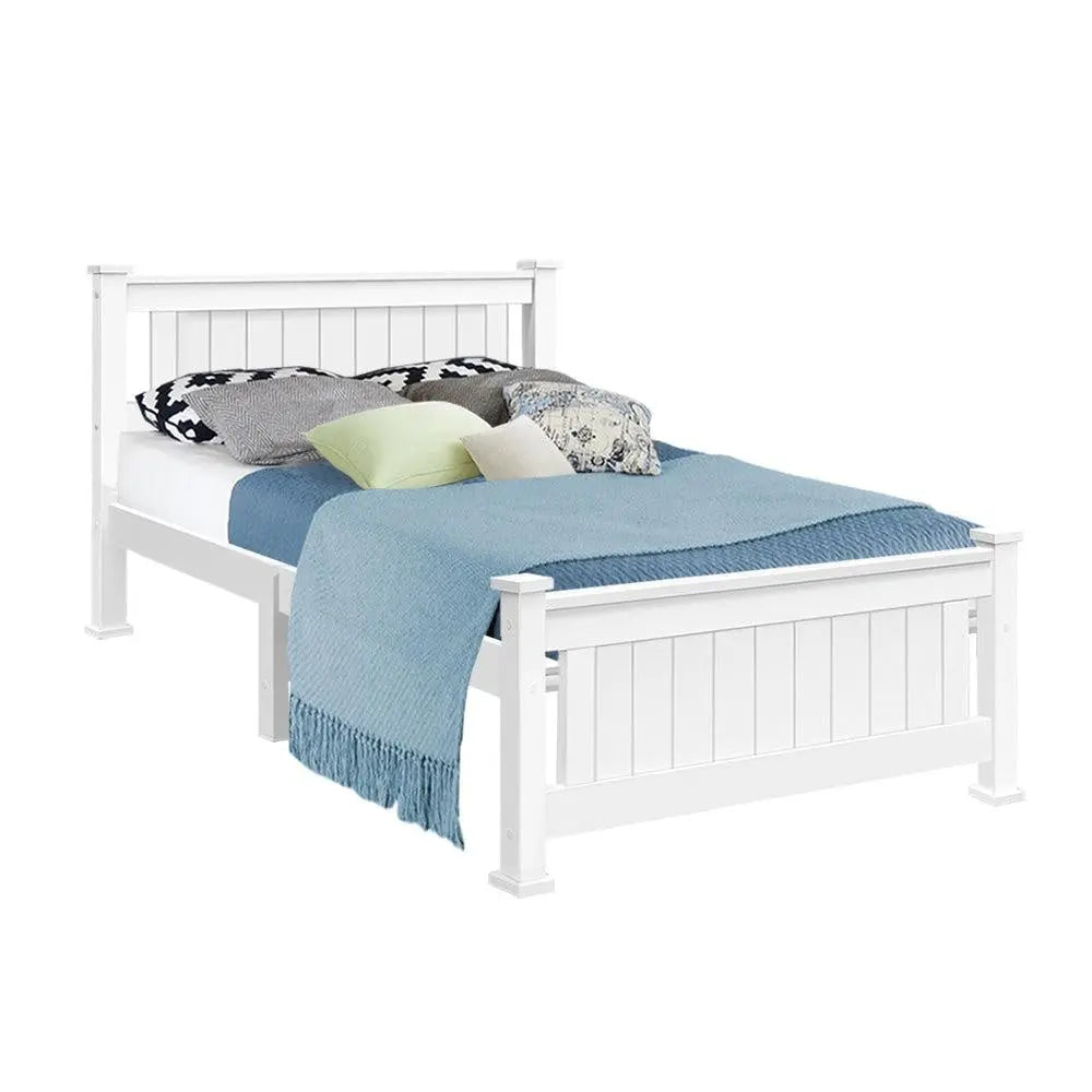 King Single Wooden Bed Frame - White Deals499