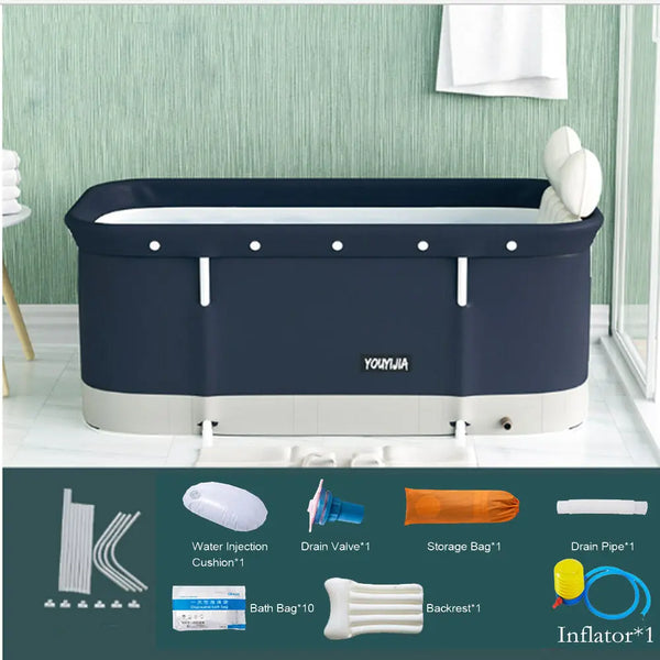 Large Folding Oxfors Bath Sauna Adult Bathtub Barrel SPA Household 2-Person Navy from Deals499 at Deals499