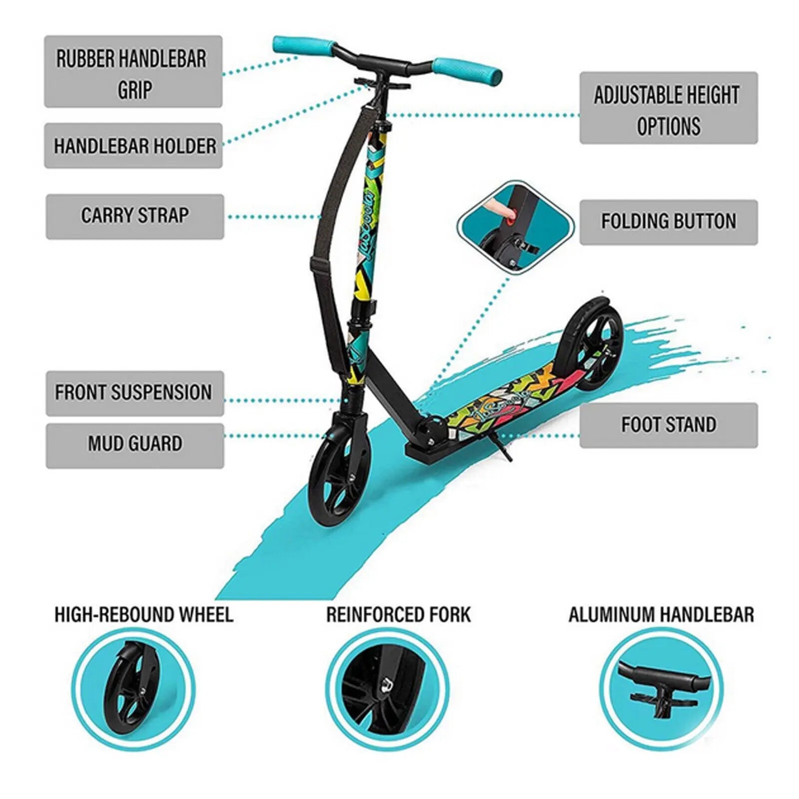 Lascoota Pulse Kick Push Commuter Scooter Teen Adult Graphic Black from Deals499 at Deals499
