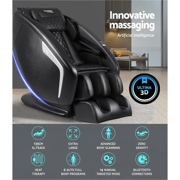 Livemor 3D Electric Massage Chair Shiatsu Kneading Massager Zero Gravity Large Black Deals499