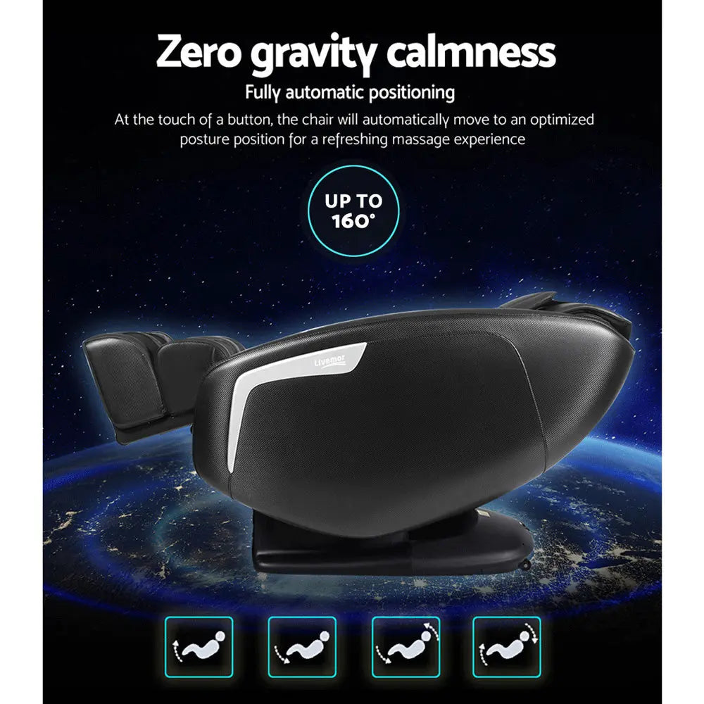 Livemor 3D Electric Massage Chair Shiatsu Kneading Massager Zero Gravity Large Black Deals499