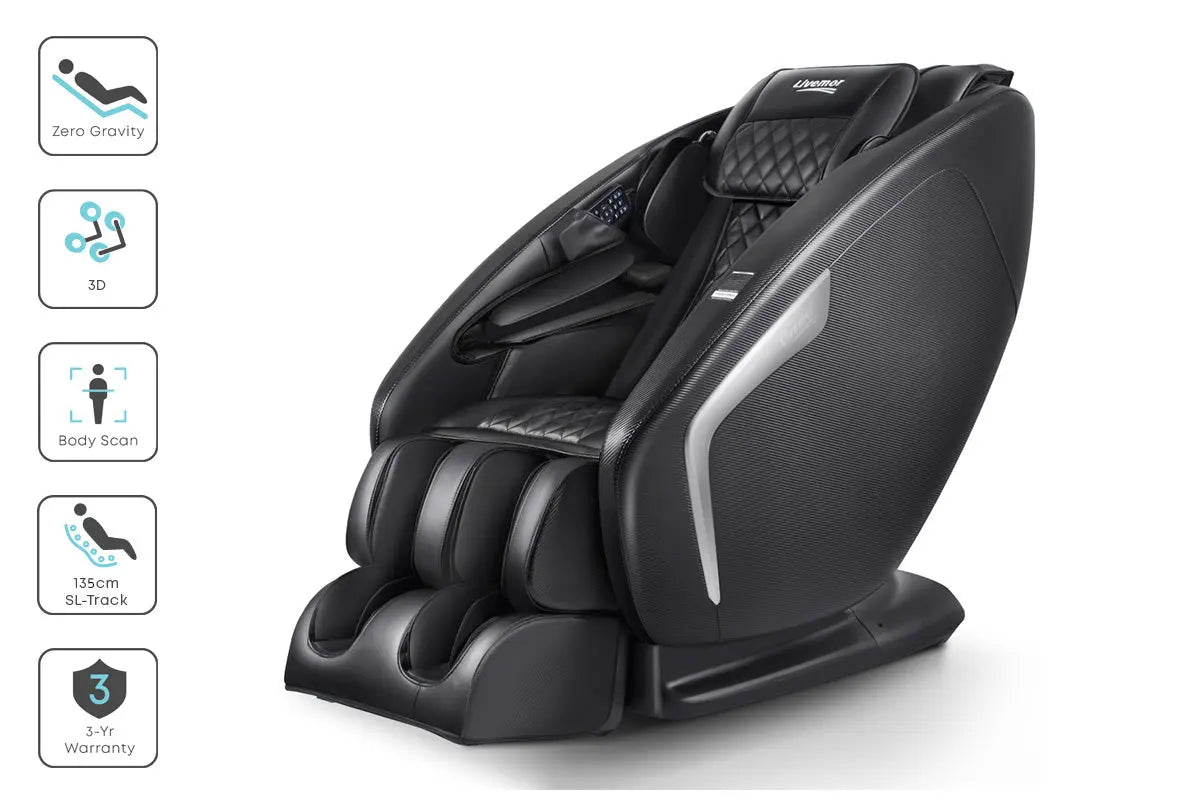 Livemor 3D Electric Massage Chair Shiatsu Kneading Massager Zero Gravity Large Black Deals499