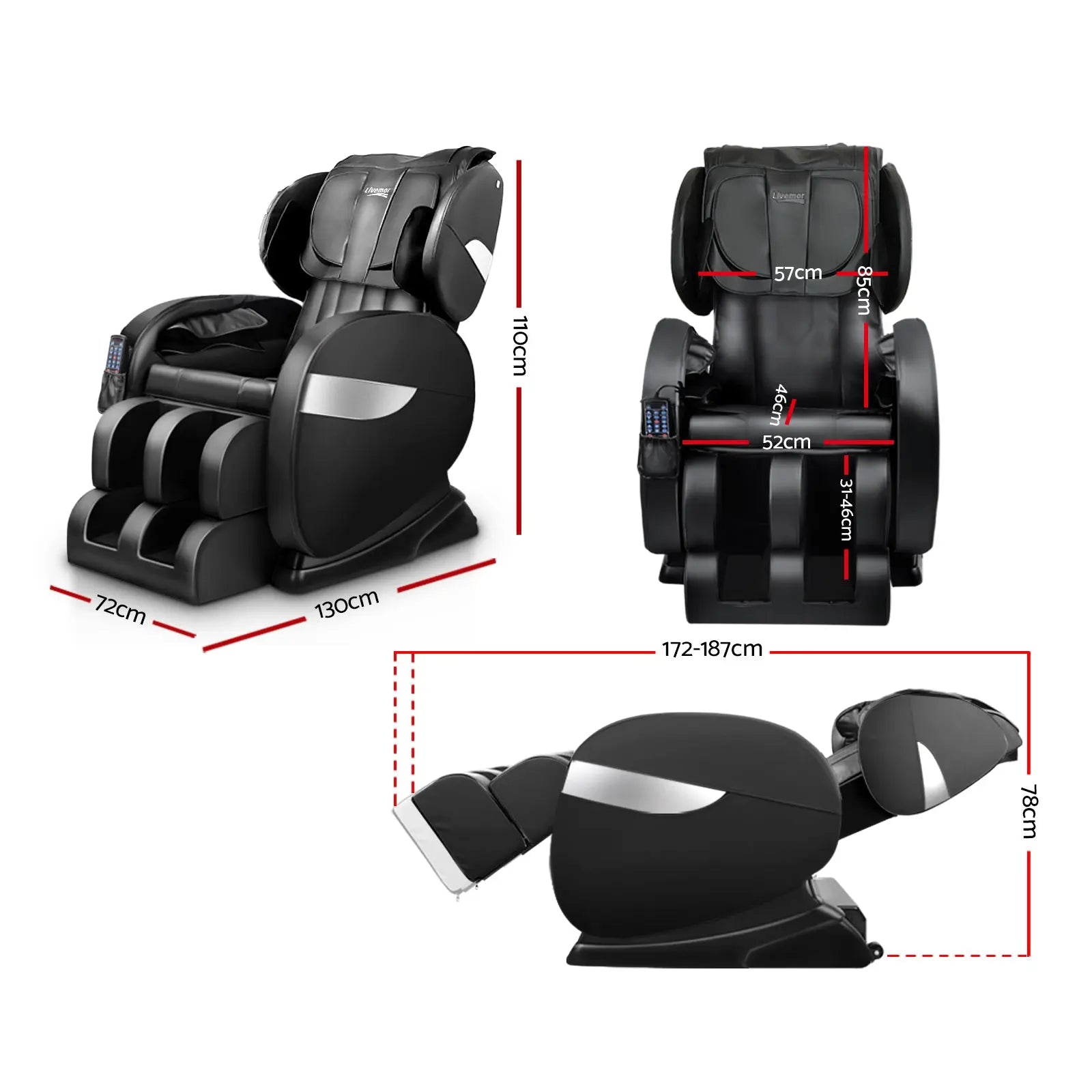 Livemor Electric Massage Chair - Black Deals499
