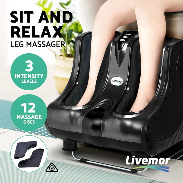Livemor Foot Massager Ankle Calf Leg Massagers Shiatsu Kneading Rolling Black Deals499