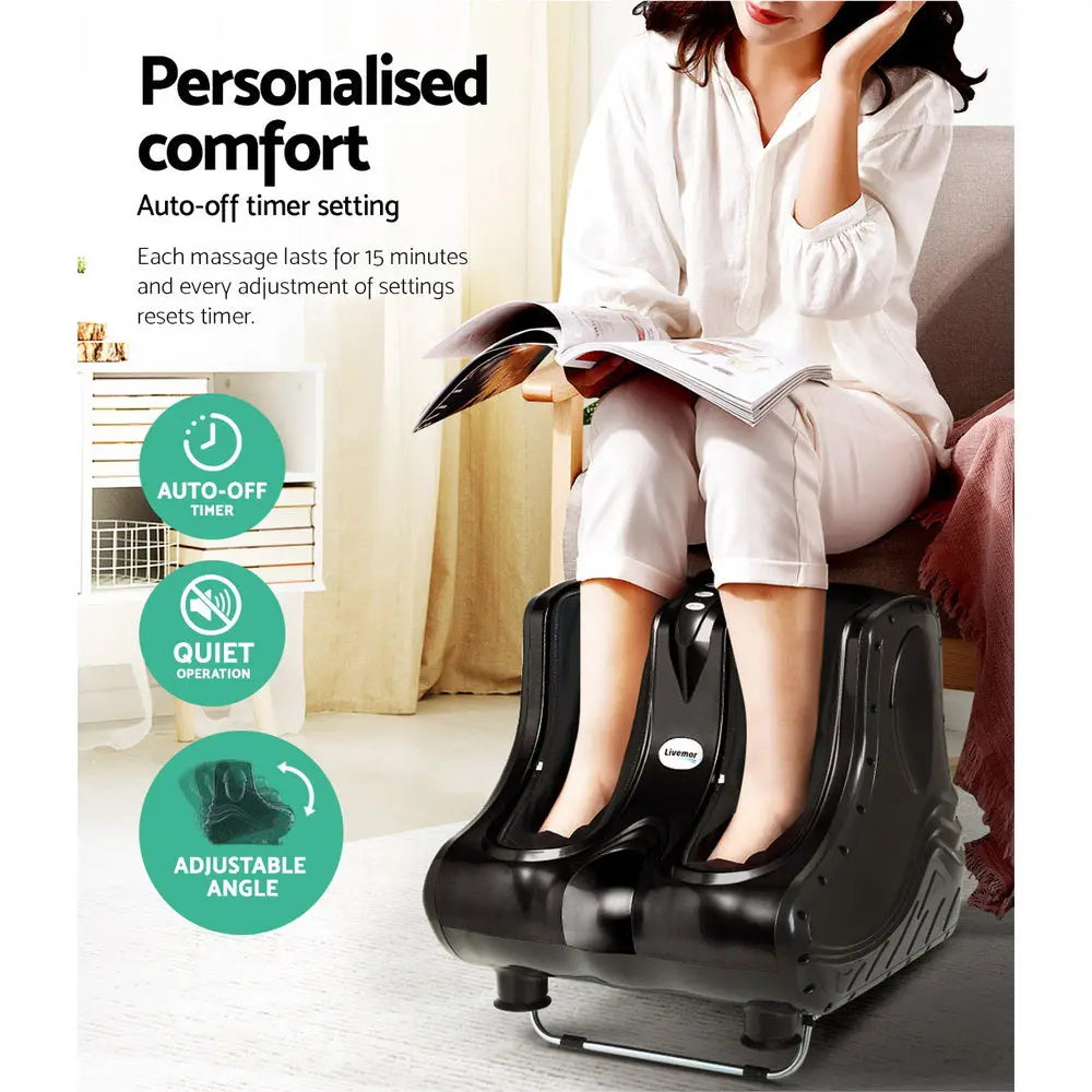 Livemor Foot Massager Ankle Calf Leg Massagers Shiatsu Kneading Rolling Black Deals499