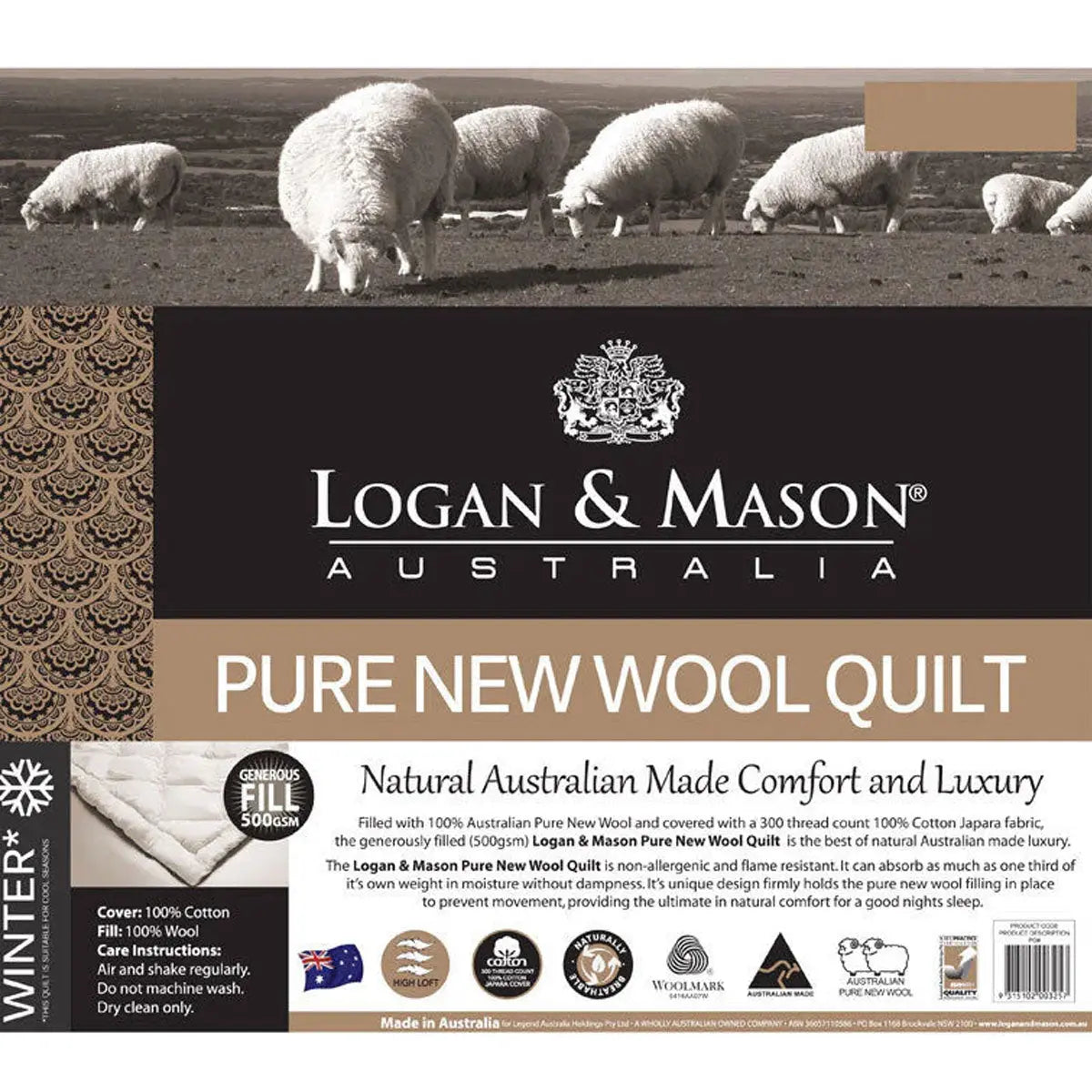 Logan and Mason 500GSM Pure Wool Premium Quality Quilt Queen from Deals499 at Deals499