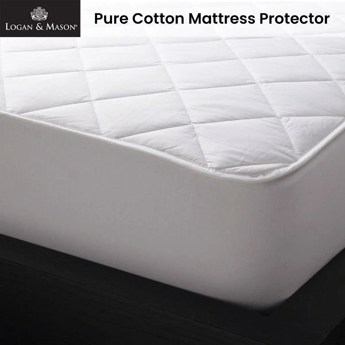 Logan and Mason Pure Cotton Mattress Protector White 45cm Wall Super King from Deals499 at Deals499