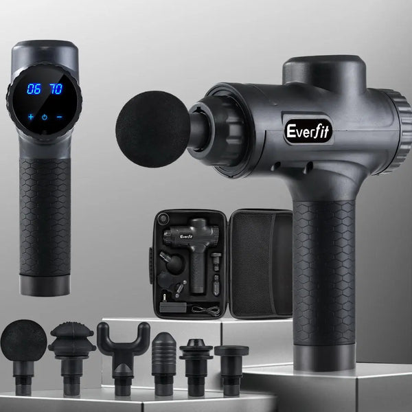 Massage Gun Electric Massager Vibration 6 Heads Muscle Therapy Percussion Tissue Deals499