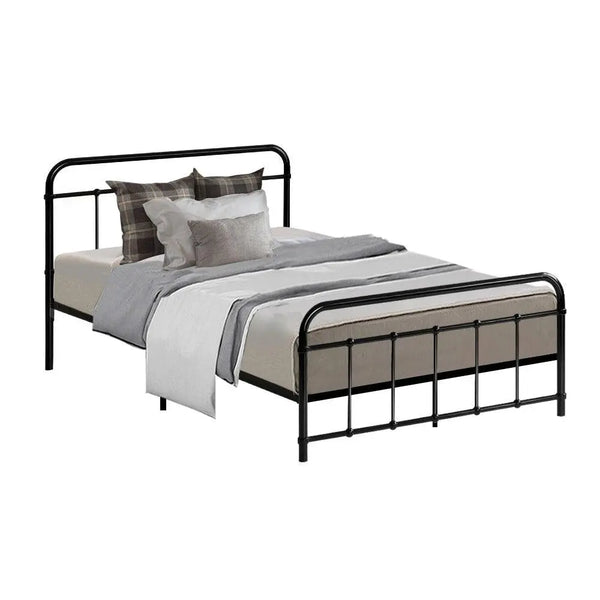 Metal Bed Frame King Single Size Platform Foundation Mattress Base Leo Black Deals499