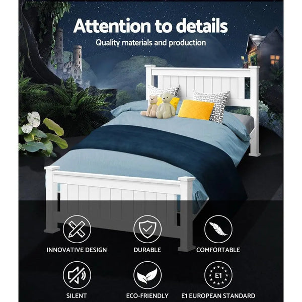 Metal Bed Frame King Single Size Platform Foundation Mattress Base Leo Black Deals499