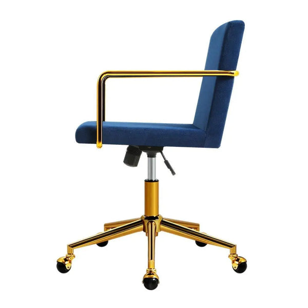 Office Chair Velvet Fabric Computer Chairs Armchair Vintage Work Study Home Blue Deals499