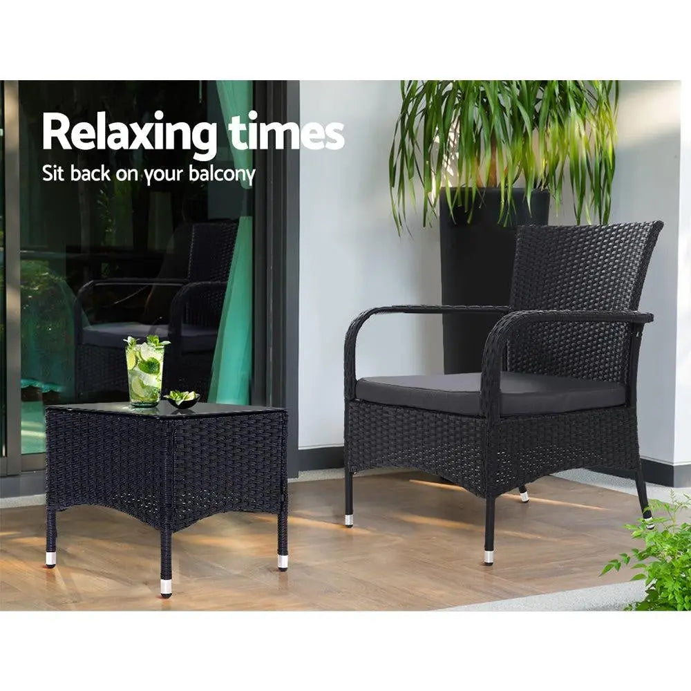 Outdoor Furniture Patio Set Wicker Outdoor Conversation Set Chairs Table 3PCS Deals499