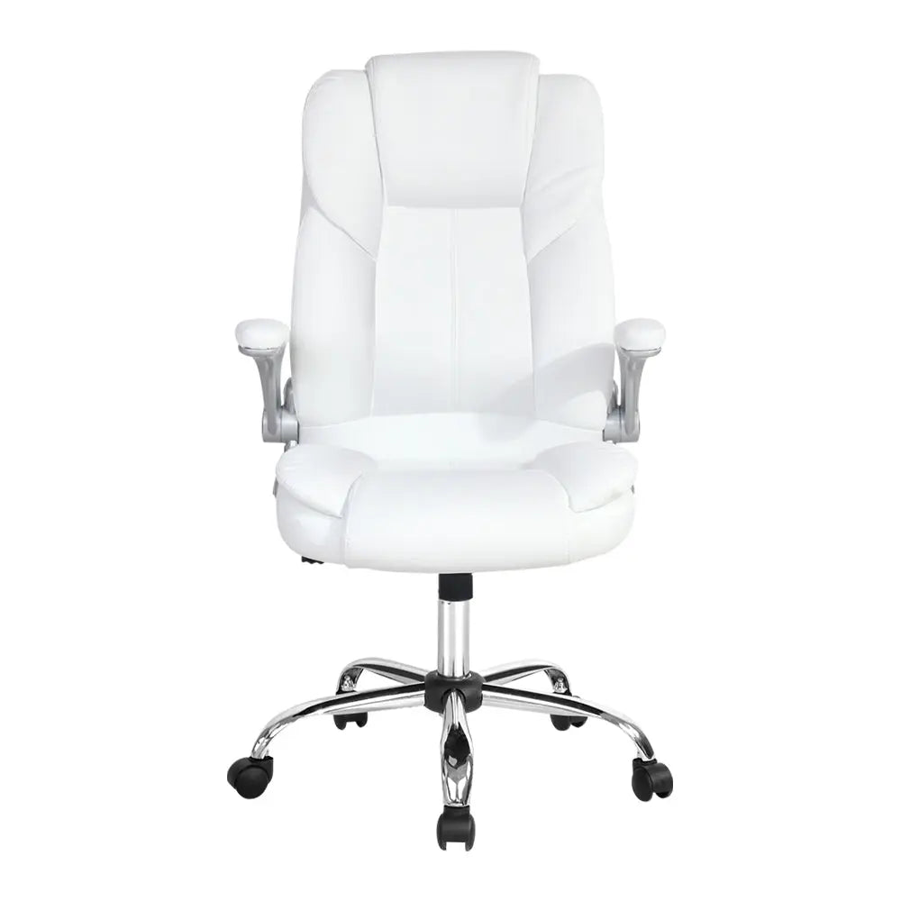 PU Leather Executive Office Desk Chair - White Deals499
