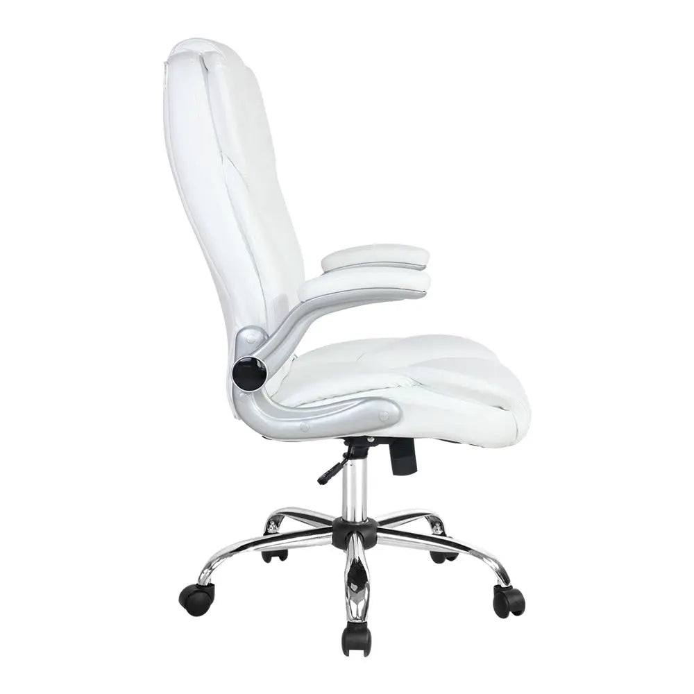 PU Leather Executive Office Desk Chair - White Deals499