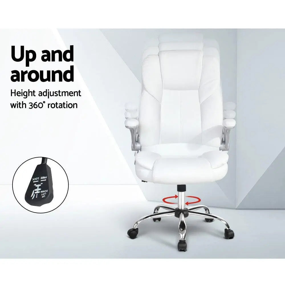 PU Leather Executive Office Desk Chair - White Deals499