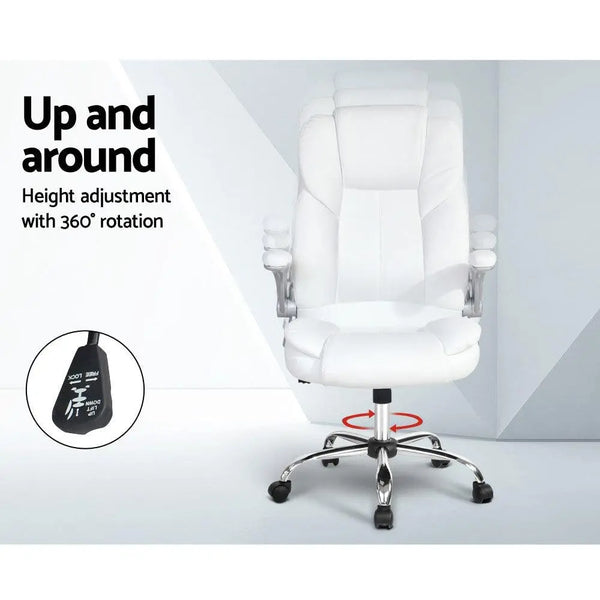 PU Leather Executive Office Desk Chair - White Deals499