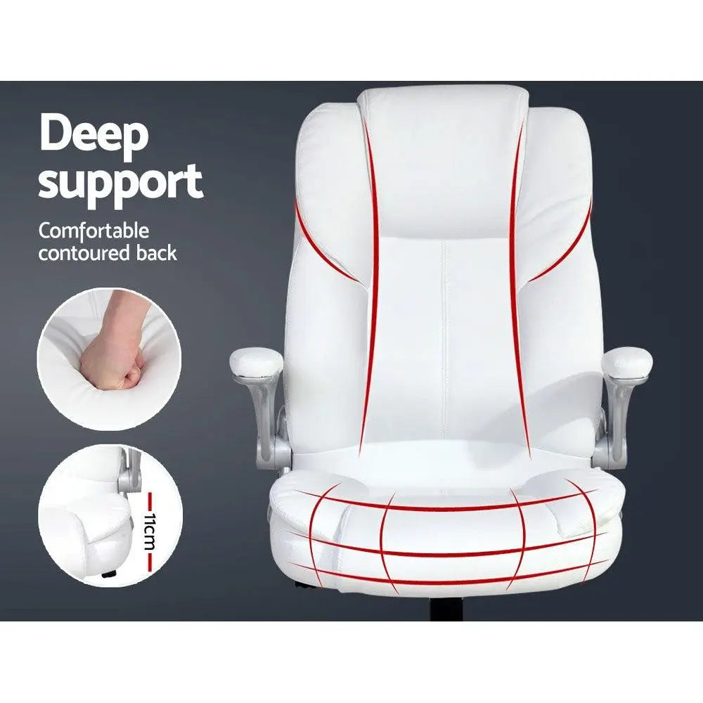 PU Leather Executive Office Desk Chair - White Deals499