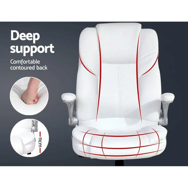 PU Leather Executive Office Desk Chair - White Deals499