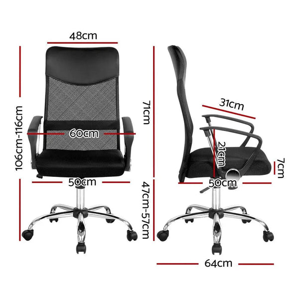 PU Leather Mesh High Back Office Chair - Black Deals499