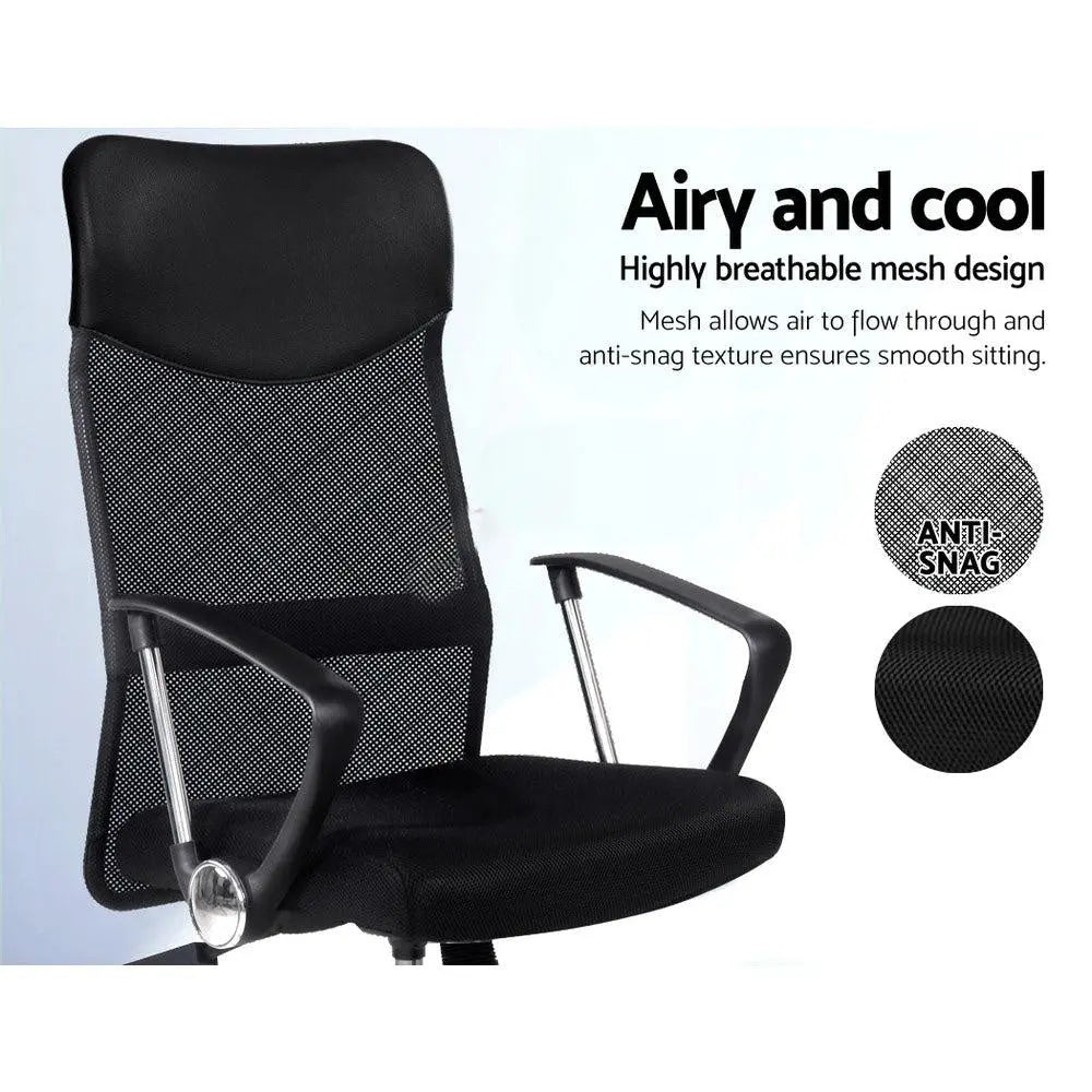 PU Leather Mesh High Back Office Chair - Black Deals499