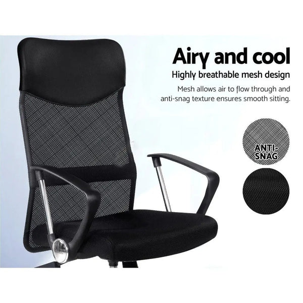 PU Leather Mesh High Back Office Chair - Black Deals499