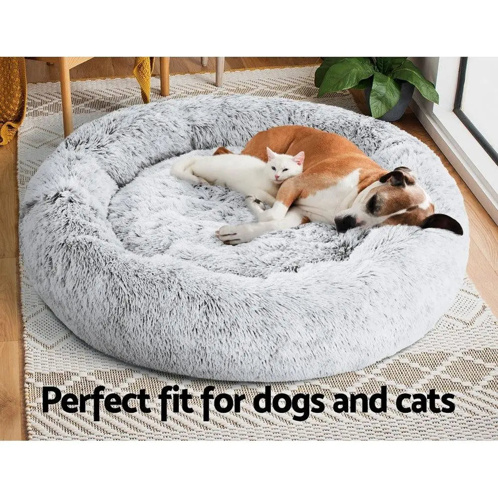 Pet Bed Dog Cat Calming Bed Extra Large 110cm Charcoal Sleeping Comfy Washable Deals499