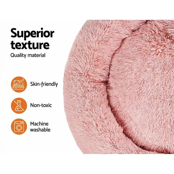 Pet Bed Dog Cat Calming Bed Extra Large 110cm Pink Sleeping Comfy Washable Deals499