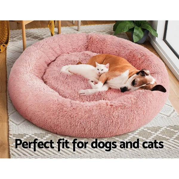 Pet Bed Dog Cat Calming Bed Extra Large 110cm Pink Sleeping Comfy Washable Deals499