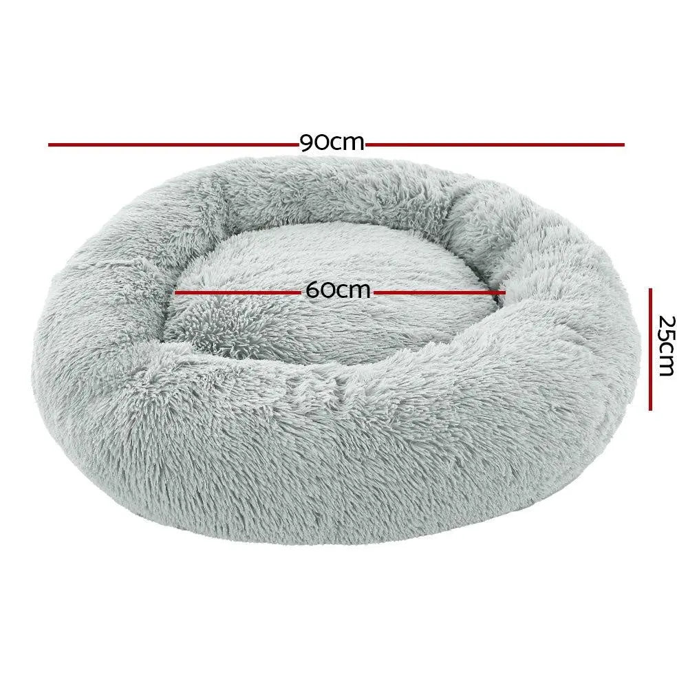 Pet Bed Dog Cat Calming Bed Large 90cm Light Grey Sleeping Comfy Cave Washable Deals499