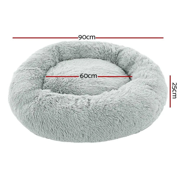 Pet Bed Dog Cat Calming Bed Large 90cm Light Grey Sleeping Comfy Cave Washable Deals499