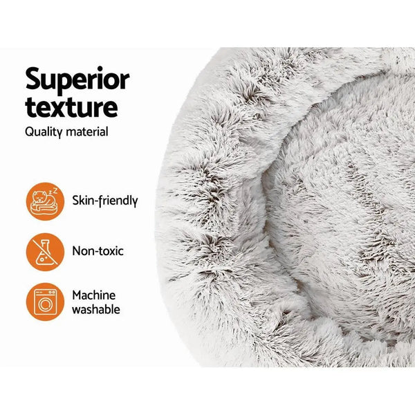 Pet Bed Dog Cat Calming Bed Large 90cm White Sleeping Comfy Cave Washable Deals499