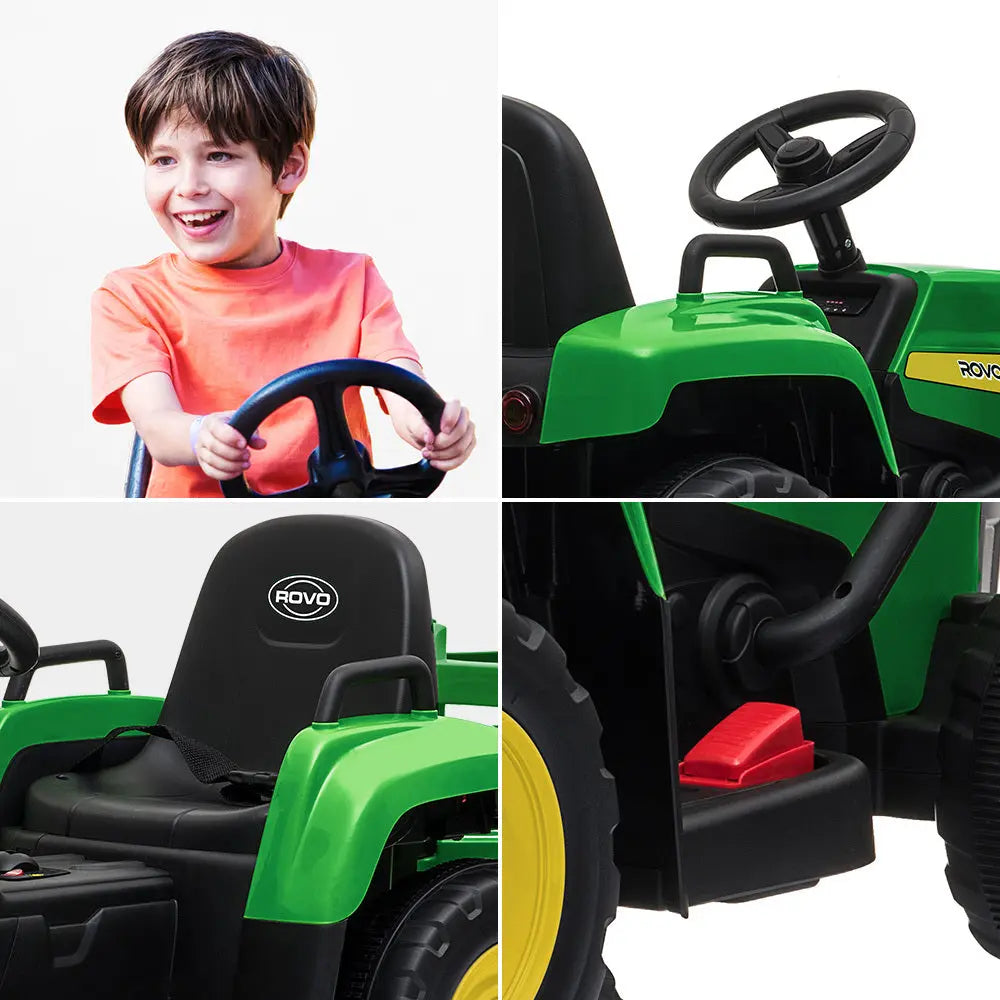 ROVO KIDS Electric Battery Operated Ride On Tractor Toy, Remote Control, Green and Yellow from Deals499 at Deals499