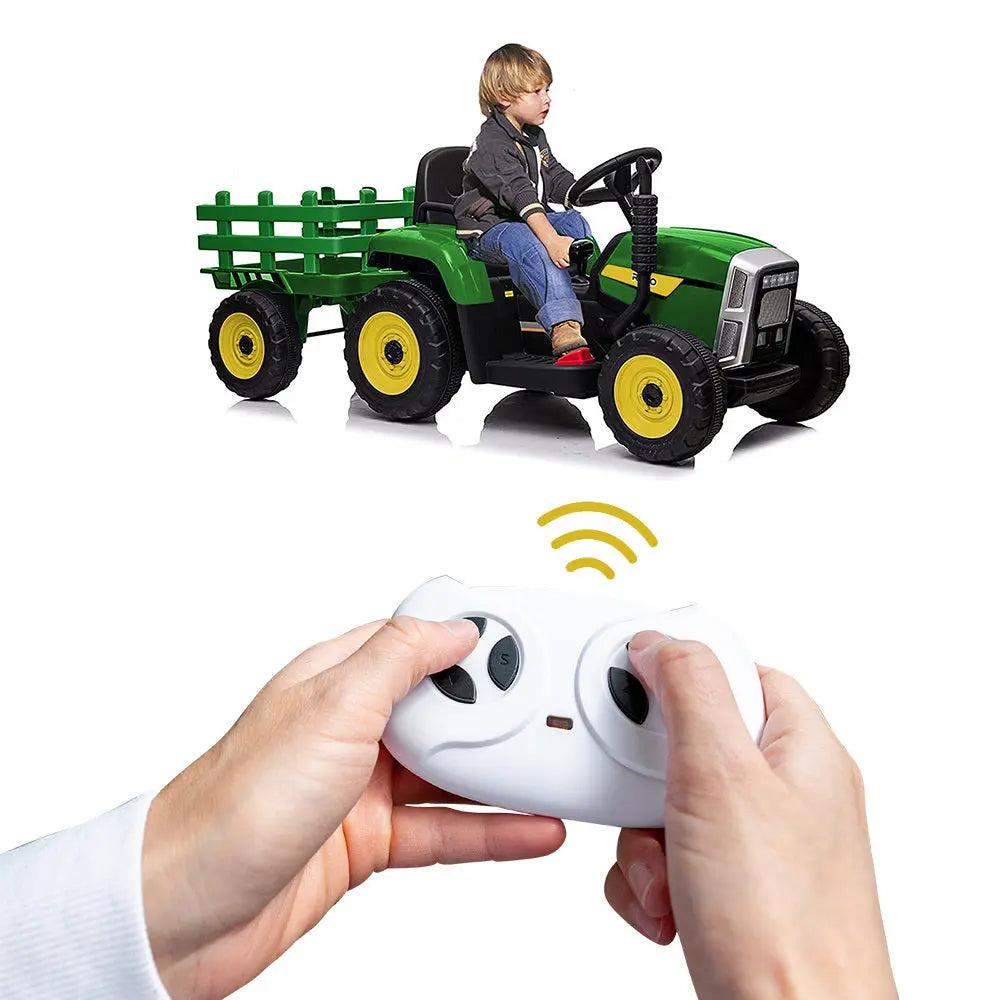 ROVO KIDS Electric Battery Operated Ride On Tractor Toy, Remote Control, Green and Yellow from Deals499 at Deals499