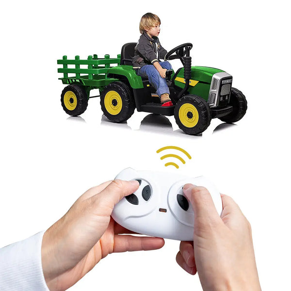 ROVO KIDS Electric Battery Operated Ride On Tractor Toy, Remote Control, Green and Yellow from Deals499 at Deals499