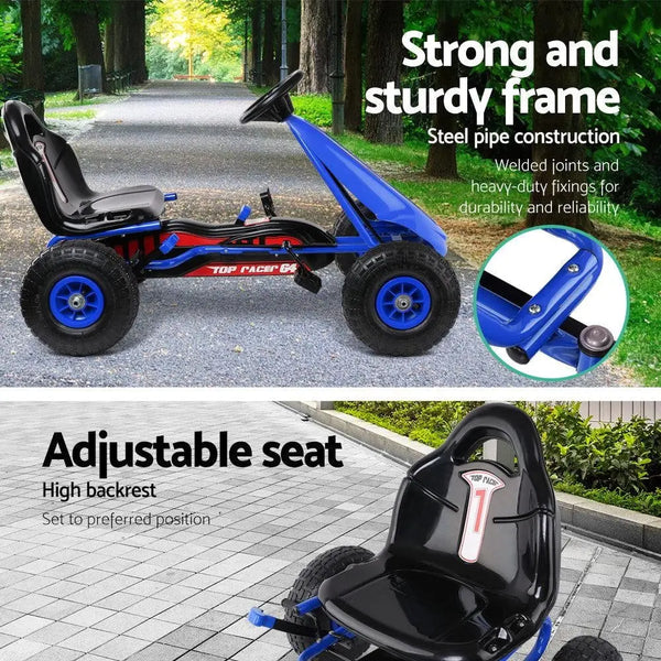 Rigo Kids Pedal Go Kart Car Ride On Toys Racing Bike Rubber Tyre Adjustable Seat Deals499